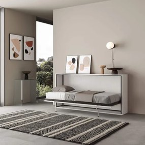 Letto a scomparsa orizzontale - KANDO singolo Bianco Frassino