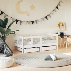 Giroletto Bambini Con Cassetti Bianco 70x140cm Massello Di Pino /