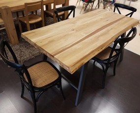 Tavolo da pranzo piano massello spessore 6 gambe metallo a cavalletto 250 x 100