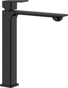 Rubinetto per lavabo getto aerato Axum cromo nero cromato lucido H 29 cm