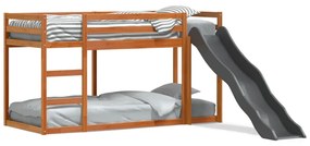 Letto Castello Scivolo Scala Marrone Cera 80x200 Cm Legno Pino /