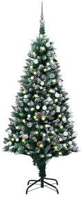 Albero di Natale Preilluminato con Palline e Pigne 150 cm