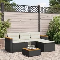 Set Divani da Giardino 3 pz con Cuscini in Polyrattan Nero 365826