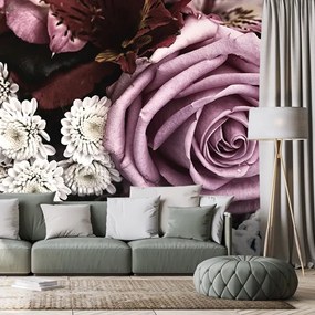 Carta da parati autoadesiva – Bouquet di rose in stile retrò