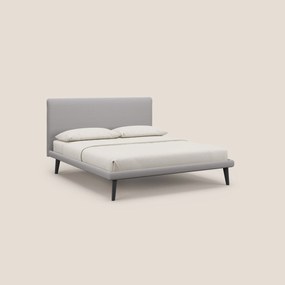 Noel letto minimal scandinavo con piedi in mogano e tessuto fiammato impermeabile T19 grigio