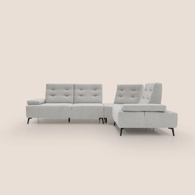 Lugano Divano angolare con schienali traslanti in microfibra effetto velluto T09 grigio chiaro