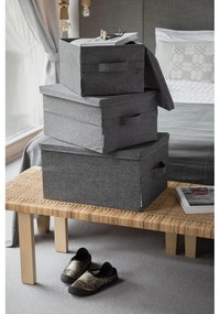 Scatola in tessuto grigio con coperchio 35x19x26 cm Soft Storage - Bigso Box of Sweden