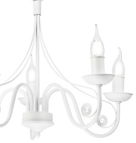 Lampadario a sospensione con catena DONATO 5xE14/40W/230V bianco