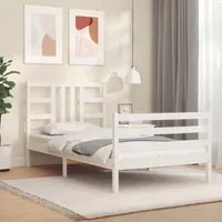 Giroletto con Testiera Bianco 100x200 cm in Legno Massello 3193912