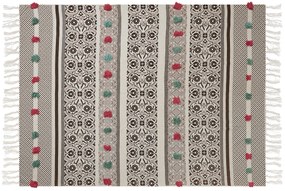 Coperta cotone marrone e beige 130 x 180 cm CHINSURAH Beliani