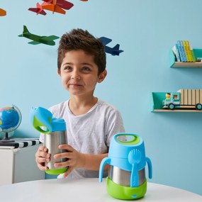 Bottiglia termica con cannuccia 350 ml – blu/verde