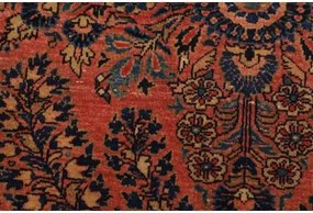Antik Medaglione Floreale Rosso Ruggine Blu Scuro 92x200 Cm