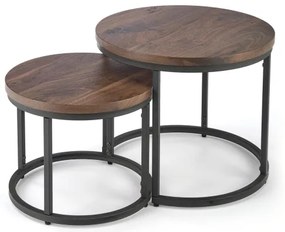SET 2x Tavolino OREO Ø 43/53 cm nero/noce