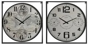 Orologio da Parete Home ESPRIT Bianco Nero Metallo Legno MDF 62 x 6 x 65 cm (2 Unità)