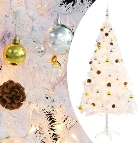Albero Di Natale Preilluminato Con Palline Bianco 180 Cm /