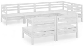 Set salotto da giardino 8 pz in legno massello di pino bianco