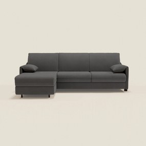 Primula divano letto angolare con materasso H18 cm - penisola contenitore in tessuto smacchiabile T05