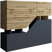 Credenza Alta Ceelias - 120 x 35 x 100 cm - Grigio/Marrone