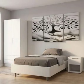 Cassettiera in legno Tikon 36x45 cm con Cassetto e Vano Giorno Laccato Bianco