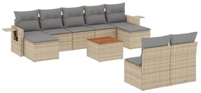 Set Divano da Giardino 10 pz con Cuscini Beige Misto Polyrattan