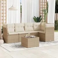 Set Divano da Giardino 6 pz con Cuscini Beige in Polyrattan 3249447