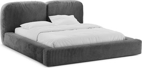 Letto matrimoniale imbottito grigio con contenitore con rete inclusa 160x200 cm Martina – Micadoni