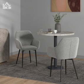 Set 2 Sedie Imbottite Stile Nordico 54x57x80 cm Tessuto Effetto Velluto Grigio Scuro...