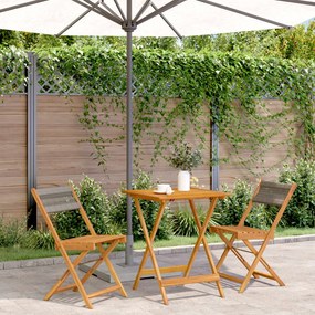 Set Da Bistrot 3pz Grigio İn Polipropilene E Legno Massello /