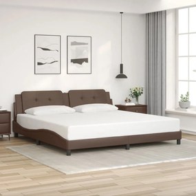 Giroletto Con Testiera Marrone 200x200 Cm İn Similpelle /