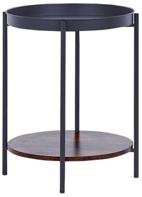 Tavolino metallo nero e legno scuro ⌀ 41 cm BORDEN Beliani