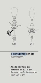 Anello riduttore per paralumi da e27 a e14 i-converter-e27-e14