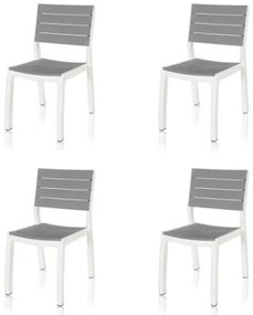 Sedie Da Esterno Senza Braccioli In Resina Effetto Legno Bianco E Grigio Set 4 Pezzi Harmony