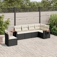 Set Divano da Giardino 6 pz con Cuscini Nero in Polyrattan 3226854