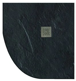 Kamalu - piatto doccia 80x80 semicircolare effetto pietra nero ardesia