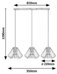 Rabalux 72371 - Lampadario a sospensione con filo EMERENCIA 3xE27/40W/230V
