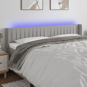 Testiera A Led Grigio Chiaro 183x16x78/88 Cm İn Tessuto /
