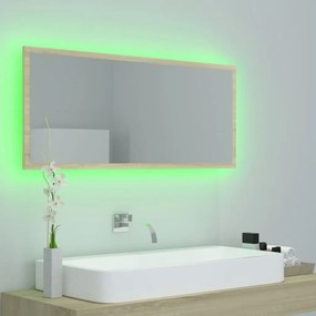 Specchio da Bagno LED Rovere Sonoma 100x8,5x37 cm in Acrilico