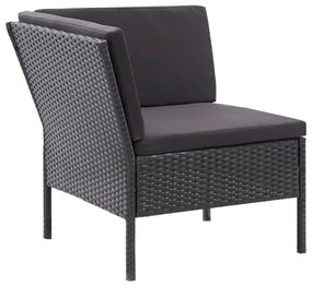 Set Divani da Giardino 3 pz con Cuscini in Polyrattan Nero