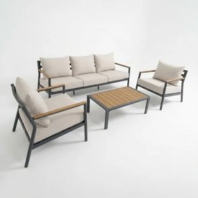 Salotto Da Esterno 5 Posti In Alluminio Con Cuscini E Tavolino Cartagena Antracite