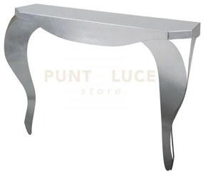 Consolle dal design armonico chippendale argento in ferro 100x30x80cmh