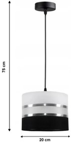 Lampadario a sospensione con filo CORAL 1xE27/60W/230V bianco e nero