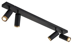 Faretto da soffitto moderno nero con bronzo 4 luci orientabile - Renna