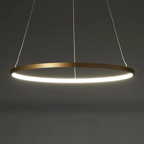 Lampada a sospensione di colore oro, altezza 92 cm Ring - Tomasucci