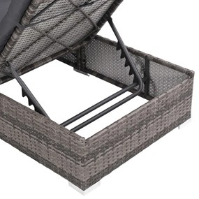 Set divani da giardino 3 pz con cuscini in polyrattan grigio