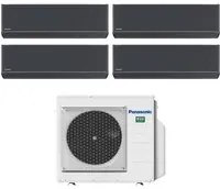 Climatizzatore Condizionatore Panasonic Quadri Split Inverter Serie Etherea Dark 9+9+9+12 con CU-4Z68TBE R-32 Wi-Fi Integrato Colore Grigio Grafite 9000+9000+9000+12000