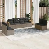 Set Divano da Giardino 8 pz con Cuscini Grigio in Polyrattancod mxl 89054