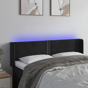 Testiera A Led Nera 147x16x78/88 Cm İn Velluto /