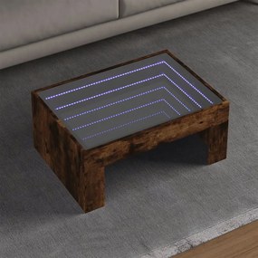 Tavolino Da Salotto Con Led Infinity Rovere Fumo 70x50x30 Cm /