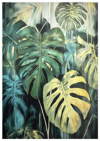 Quadro con elementi dipinti a mano 70x100 cm Monstera - Styler