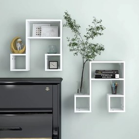 Mensole A Muro 2 Pz Bianco 50x15x50 Cm İn Multistrato /